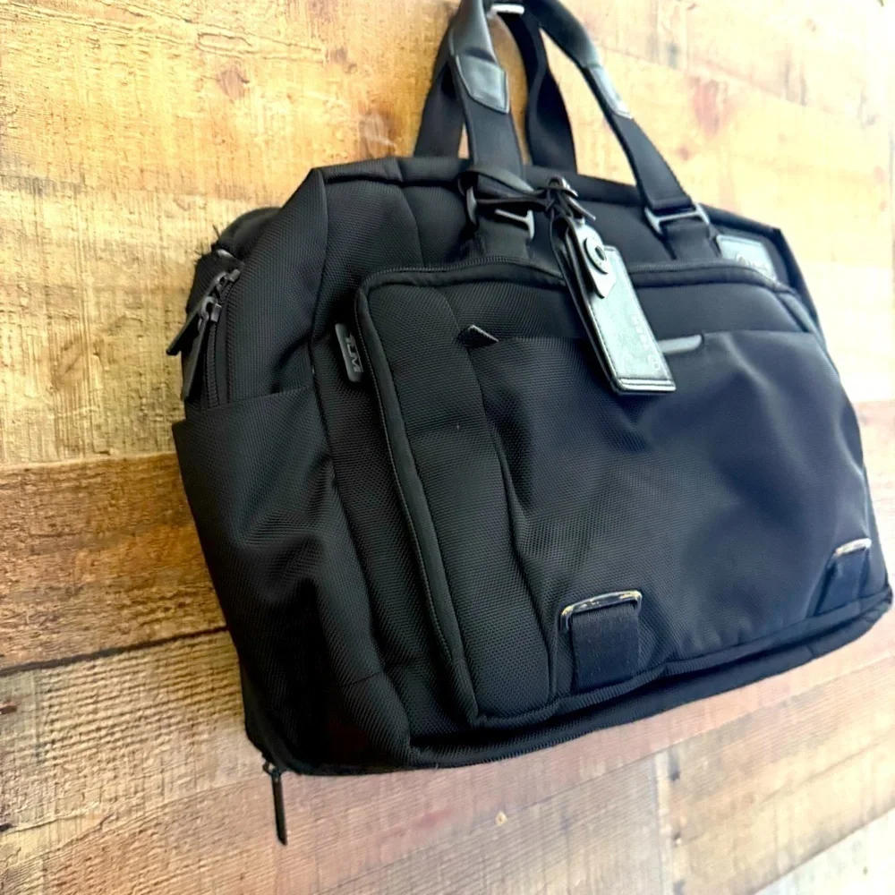 Tumi T-Tech Network T-Pass Expandable Solid Nylon Messenger Briefcase Bag